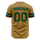 Custom Old Gold Baseball Jersey (With Kelly Green Color)