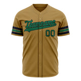 Custom Old Gold Baseball Jersey (With Kelly Green Color)