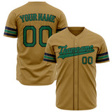 Custom Old Gold Baseball Jersey (With Kelly Green Color)