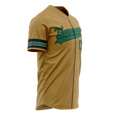 Custom Old Gold Baseball Jersey (With Kelly Green Color)