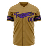 Custom Old Gold Baseball Jersey (With Purple Color)