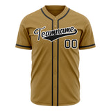 Custom Old Gold Baseball Jersey (With Black Color)