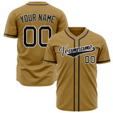 Custom Old Gold Baseball Jersey (With Black Color)