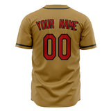 Custom Old Gold Baseball Jersey (With Red Color)