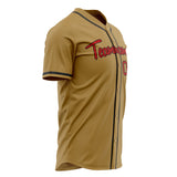 Custom Old Gold Baseball Jersey (With Red Color)