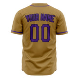 Custom Old Gold Baseball Jersey (With Purple Color)