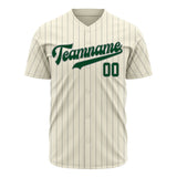 Custom Cream Baseball Jersey (With Green Gray Pinstripe)