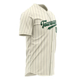 Custom Cream Baseball Jersey (With Green Gray Pinstripe)