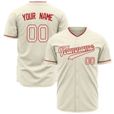 Custom Cream Baseball Jersey (With Red Color)