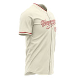 Custom Cream Baseball Jersey (With Red Color)