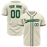 Custom Cream Baseball Jersey (With Green Gray Pinstripe)