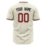 Custom Cream Baseball Jersey (With Red Gray Pinstripe)