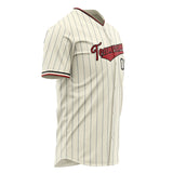 Custom Cream Baseball Jersey (With Red Gray Pinstripe)