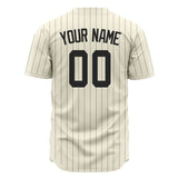 Custom Cream Baseball Jersey (With Black Gray Pinstripe)