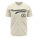 Custom Cream Baseball Jersey (With Black Gray Pinstripe)