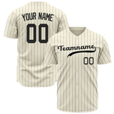 Custom Cream Baseball Jersey (With Black Gray Pinstripe)