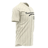 Custom Cream Baseball Jersey (With Black Gray Pinstripe)