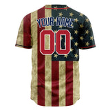 Custom Cream Baseball Jersey (With Red 3D American Flag)