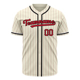 Custom Cream Baseball Jersey (With Red Red Pinstripe)