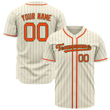 Custom Cream Baseball Jersey (With Orange Gray Pinstripe)