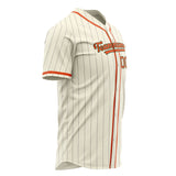 Custom Cream Baseball Jersey (With Orange Gray Pinstripe)