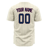 Custom Cream Baseball Jersey (With Navy Gray Pinstripe)