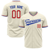 Custom Cream Baseball Jersey (With Royal Color)