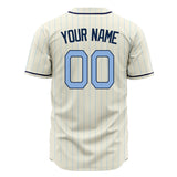 Custom Cream Baseball Jersey (With Light Blue Light Blue Pinstripe)