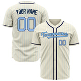 Custom Cream Baseball Jersey (With Light Blue Light Blue Pinstripe)