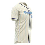 Custom Cream Baseball Jersey (With Light Blue Light Blue Pinstripe)