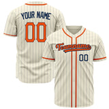 Custom Cream Baseball Jersey (With Orange Gray Pinstripe)