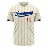 Custom Cream Baseball Jersey (With Navy Color)