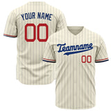 Custom Cream Baseball Jersey (With Navy Color)