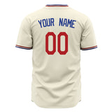 Custom Cream Baseball Jersey (With Navy Color)