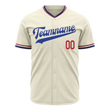 Custom Cream Baseball Jersey (With Navy Color)