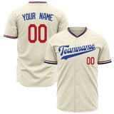 Custom Cream Baseball Jersey (With Navy Color)