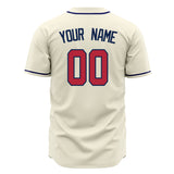 Custom Cream Baseball Jersey (With Red Color)