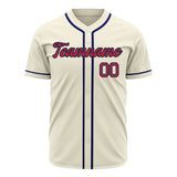 Custom Cream Baseball Jersey (With Red Color)