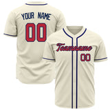 Custom Cream Baseball Jersey (With Red Color)