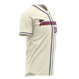 Custom Cream Baseball Jersey (With Red Color)