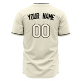 Custom Cream Baseball Jersey (With Black Color)