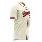 Custom Cream Baseball Jersey (With Red Color)