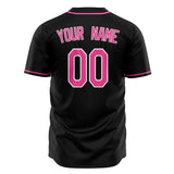 Custom Black Baseball Jersey (With Pink Color)