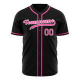 Custom Black Baseball Jersey (With Pink Color)