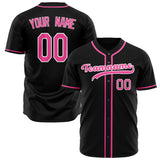 Custom Black Baseball Jersey (With Pink Color)