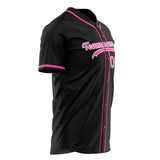 Custom Black Baseball Jersey (With Pink Color)