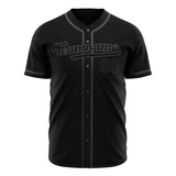 Custom Black Baseball Jersey (With Steel Gray Color)