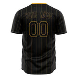 Custom Black Baseball Jersey (With Old Gold Old Gold Pinstripe)