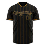 Custom Black Baseball Jersey (With Old Gold Old Gold Pinstripe)