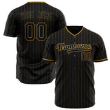 Custom Black Baseball Jersey (With Old Gold Old Gold Pinstripe)